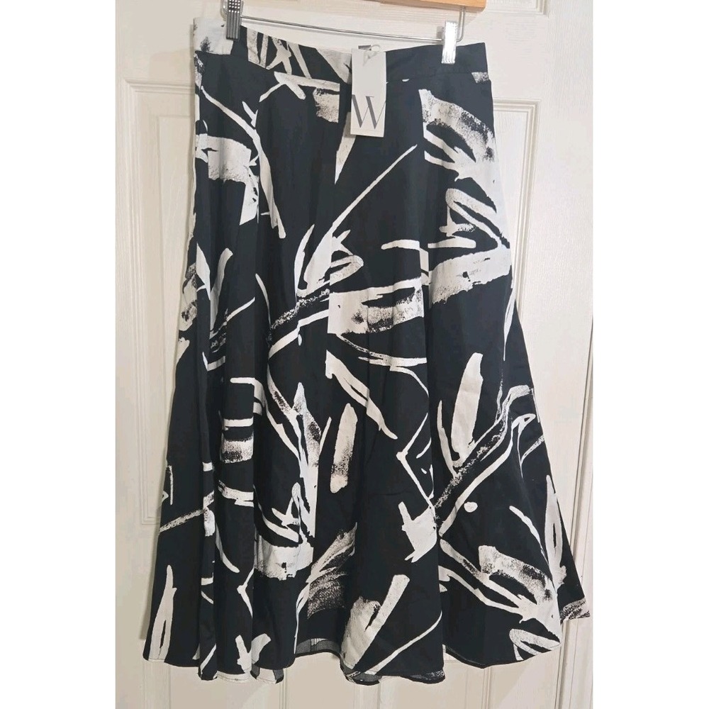 Worthington Maxi Skirt 8 Black & Creme Back Zipper Hook & Eye